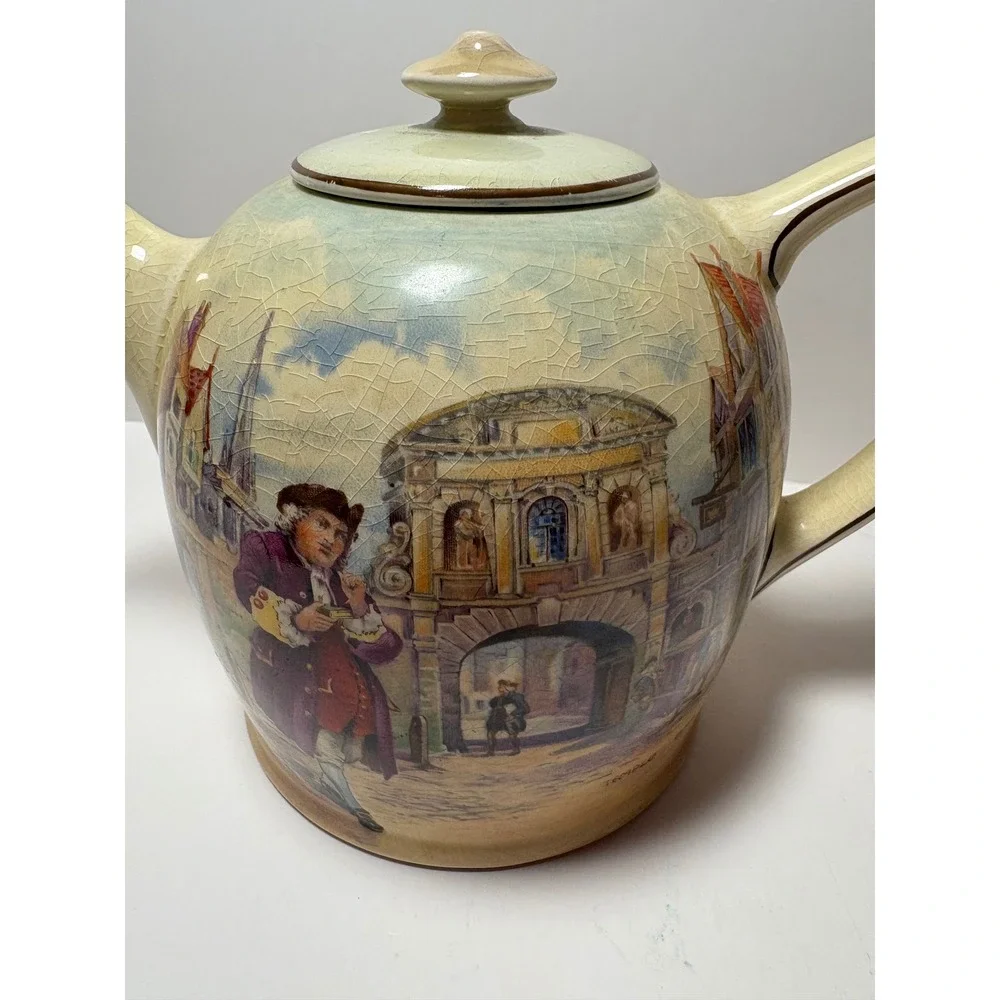 Vintage Temple Bar Historic England Teapot w Crackle Glaze Royal Doulton D5940